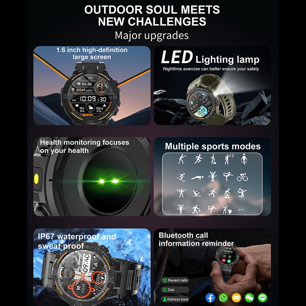 Jam Tangan Pintar Militer Luar - Smartwatch Faces ulasan dan harga